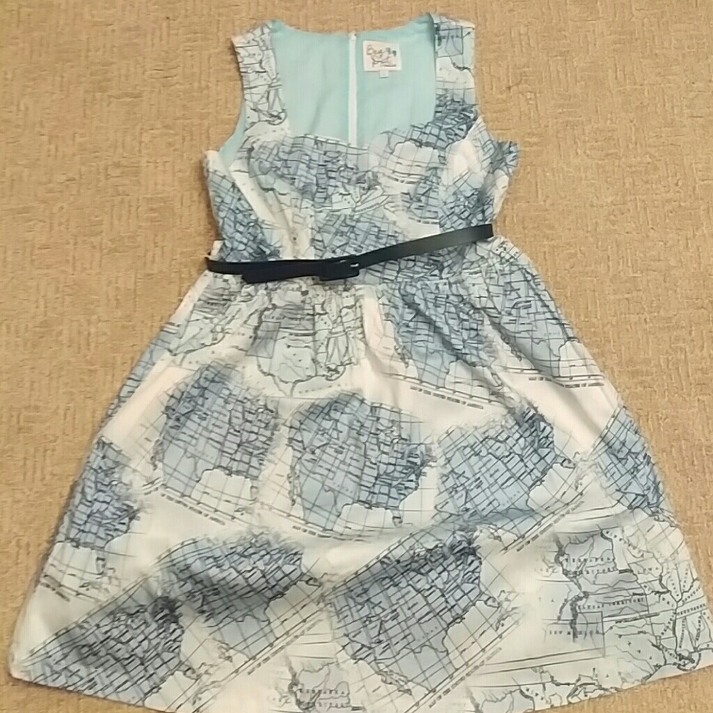 Modcloth sweetheart retro pinup map dress